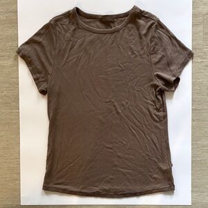 Nuuds Women's Slinky Rib Tee in Light Brown (Mocha?)